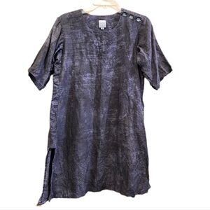 Vintage Jane Sisco Linen Tunic Top Dress Grey Purple Handmade Size 6
